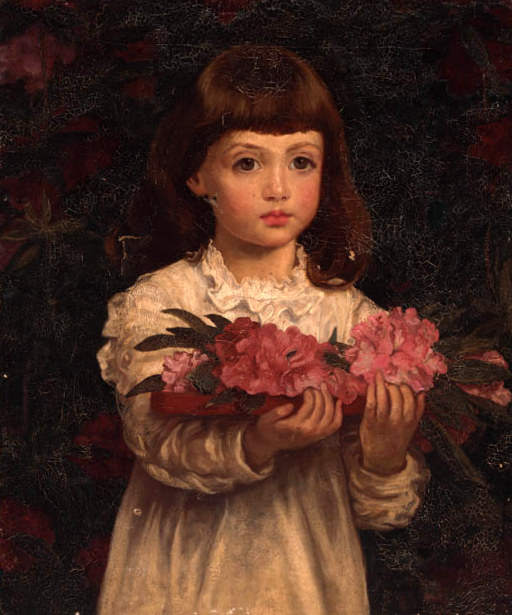 A Young Girl Collecting Rhodendron Flowers