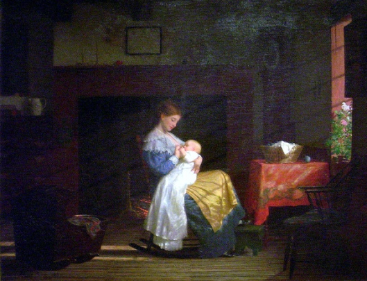 Mother And Child - Mother Nursing A Child In An Interior